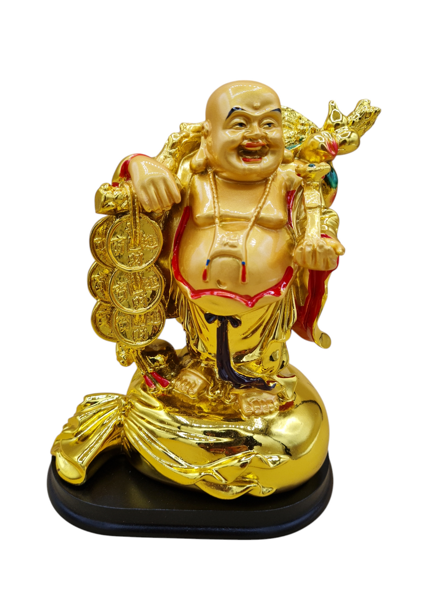Buda / Buddha Dorado brillante Grande 7"Alto - Botanica Nena