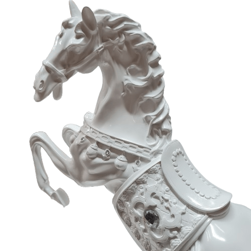 Caballo Blanco con con montura 21"Alto x 17"Ancho - Botanica Nena