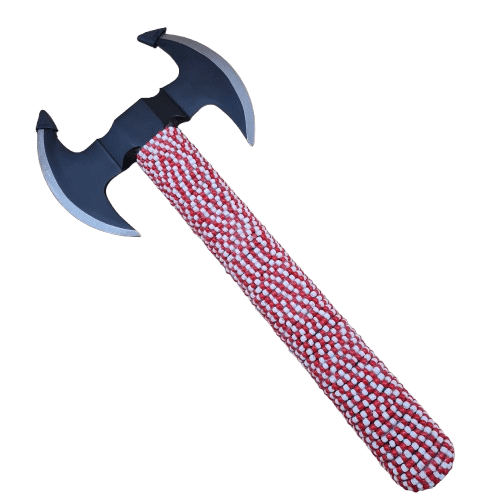 Hacha Medieval Forrada en Cuentas para Shango 15" Alto x 7" Ancho - Botanica Nena