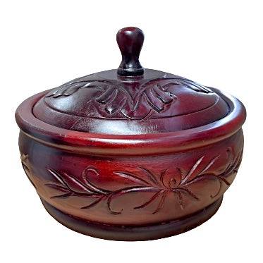 tallado a mano de madera batea with lid for Orisha rituals – cherry wood finish
