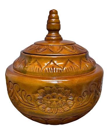 Natural wood version of carved Orisha batea – spiritual offering bowl