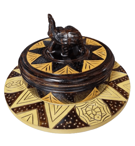 tallado a mano Orula ritual batea with base and lid – spiritual altar bowl