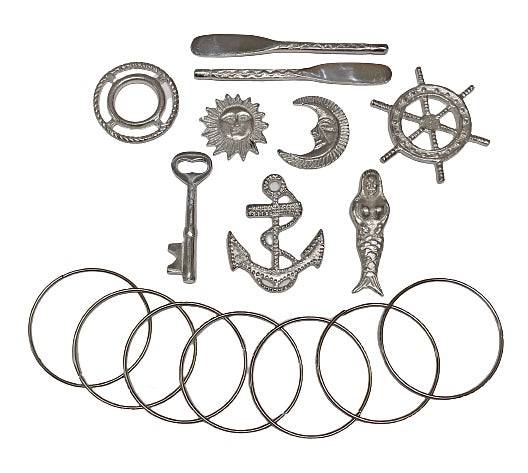 Yemaya Orisha ritual tools and silver bracelets