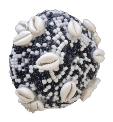 Jicara Coco Forrada en cuentas de Eshun Afra 5" Ancho x 2"Alto aprox. - Botanica Nena