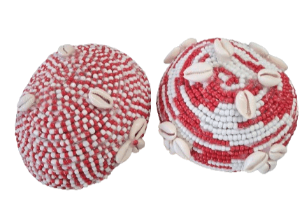 Jicara Coco Forrada en cuentas de Shango 5" Ancho x 2"Alto aprox. - Botanica Nena