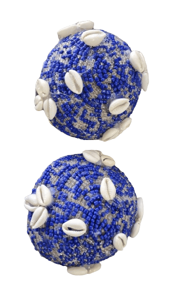 Jicara Coco Forrada en cuentas de Yemaya 5" Ancho x 2"Alto aprox. - Botanica Nena