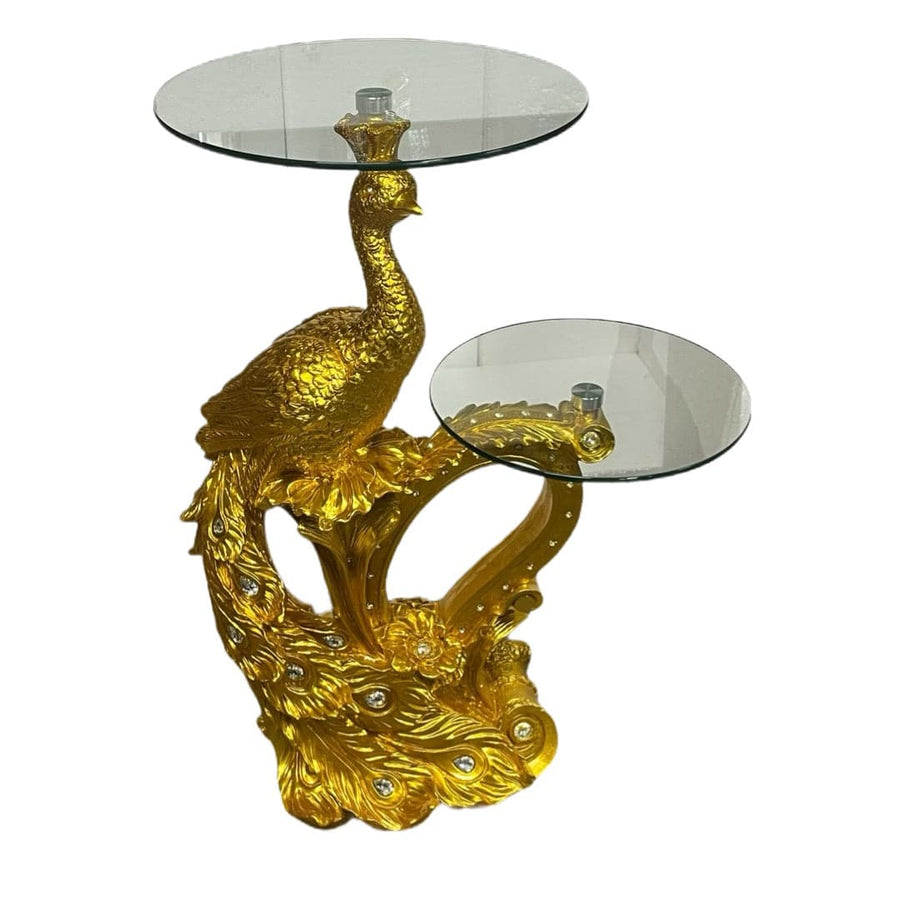 Base/Pedestal Doble De Pavo Real Dorado 39"X19" - Botanica Nena