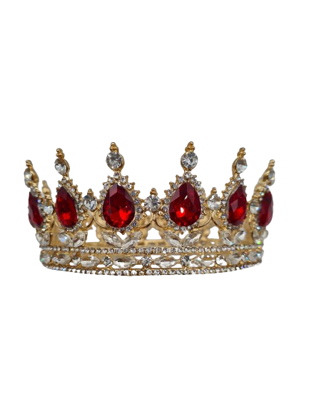 Corona de Santo Dorado con Cristales Roja