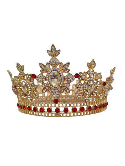 Gold Saint Crown with Red Crystals