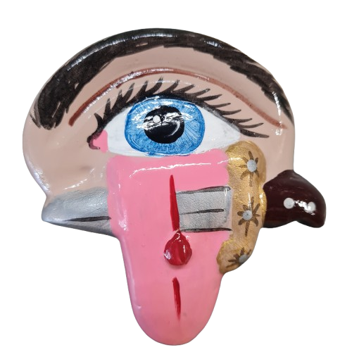 Colgante Ojo con lengua y cuchillo en Yeso 3.5"Alto x 3.5"Ancho - Botanica Nena