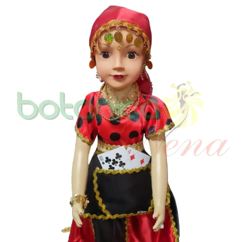 Muñeca Gitana Grande 30" Roja con negro - Botanica Nena