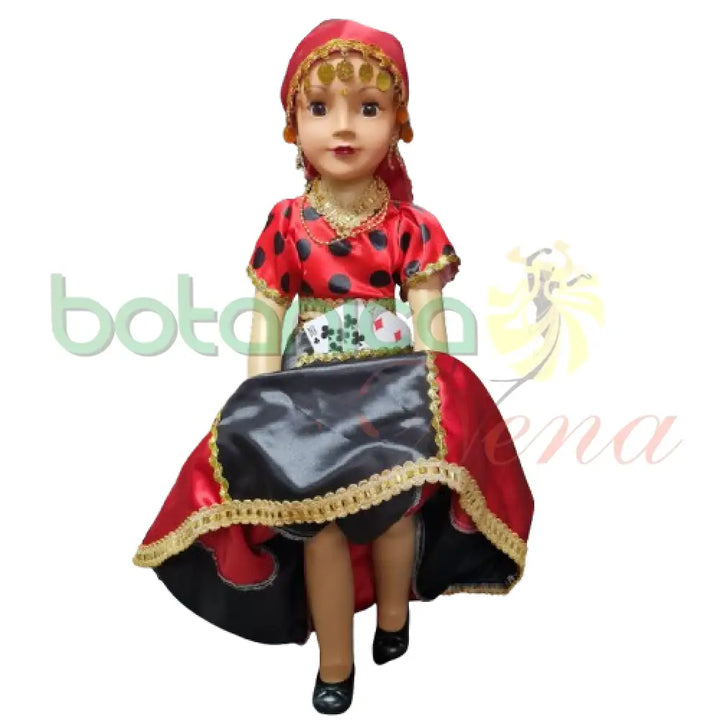 Muñeca Gitana Grande 30" Roja con negro - Botanica Nena