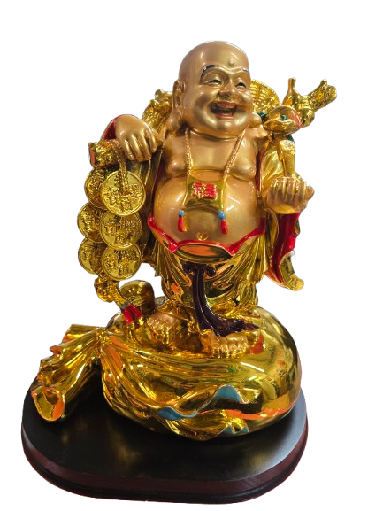 Buda / Buddha Dorado brillante Grande 12"Alto
