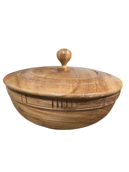 Alternate style with top carving – Orisha ritual bowl with lid