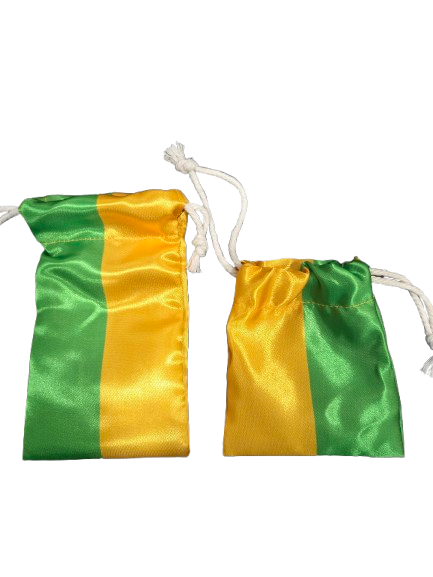 Bolsa de Diloggun Satin verde y amarillo for Orula.