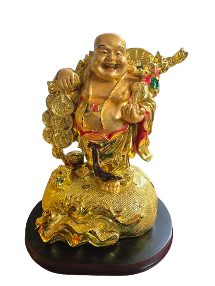 Buda / Buddha Dorado brillante Grande 12"Alto