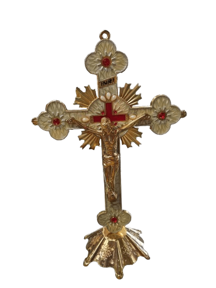 Crucifijo Con Base Dorado 13"