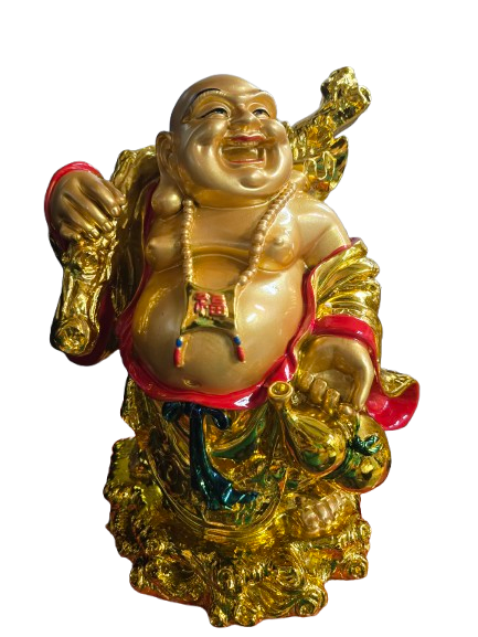 Buda / Buddha Dorado brillante Grande 12"Alto