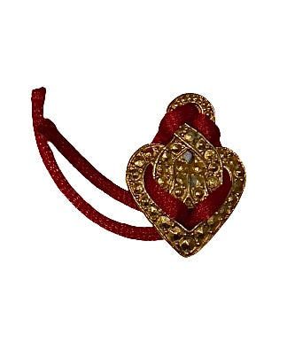 Metal Heart with Red Cord 1"