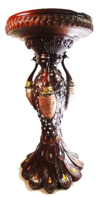 Brown Resin Base with 3 Peacocks 28"H x 13"W