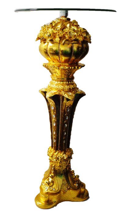Pedestal Bucaro de Flores con crystal, Rhinestones y acentos Dorado 40" X 14"