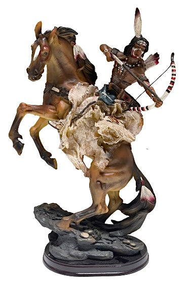 Indian Warrior on Horseback with Bow and Arrow 16"X9"