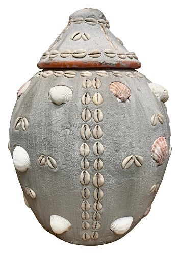 Large Jar for Olokun decorated with Shells 12 W x 18H
