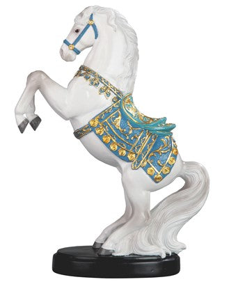 Caballo Blanco con montura azul