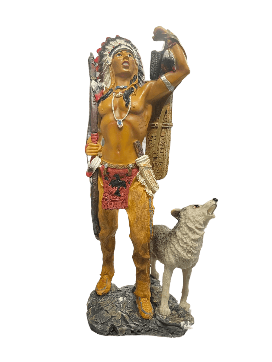 Indio Con Lobo Y Arco 14" - Botanica Nena