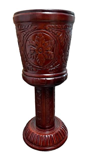 Pedestal de Madera Tallado 26"X11" - Botanica Nena