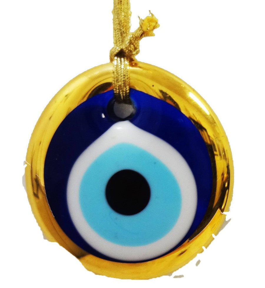 Ojo turco para mal de Ojo con borde Color Oro  4" H x 4" W - Botanica Nena