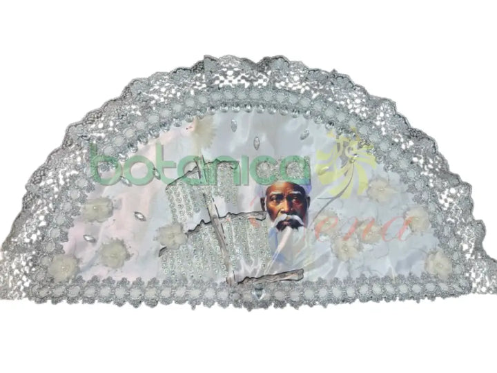 Abanico Grande con imagenes Orishas Blanco - Obatala