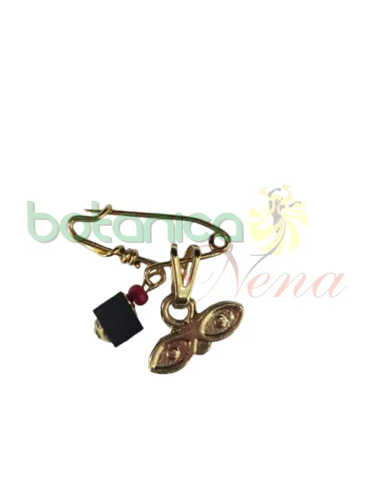 Alfiler / Pin Ojos Santa Lucia con azabache baño de oro Alfiller Ojo gold Azabache