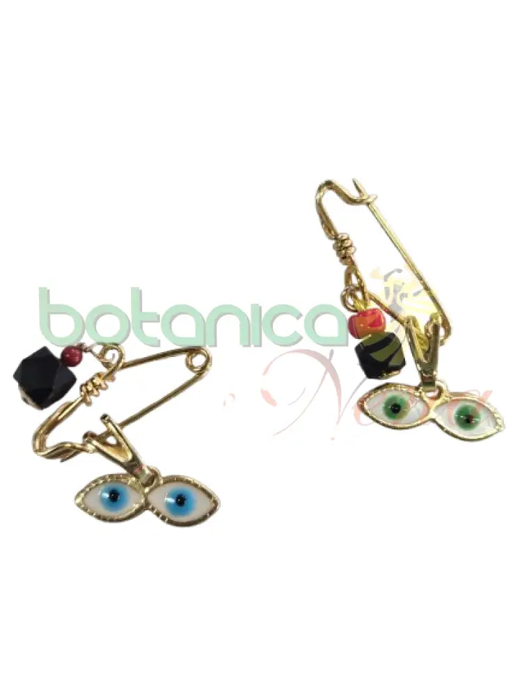 Alfiler / Pin Ojos Santa Lucia con azabache baño de oro Alfiler Ojos Esmaltado