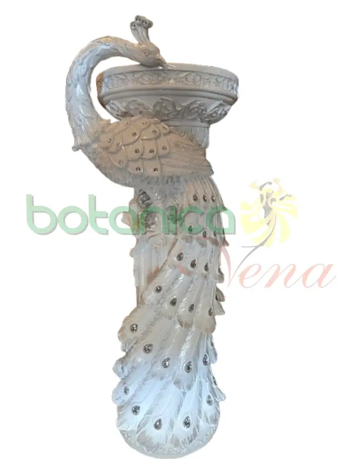 Base/Pedestal De Pavo Real Dorado 39’’X15’’ White Silver