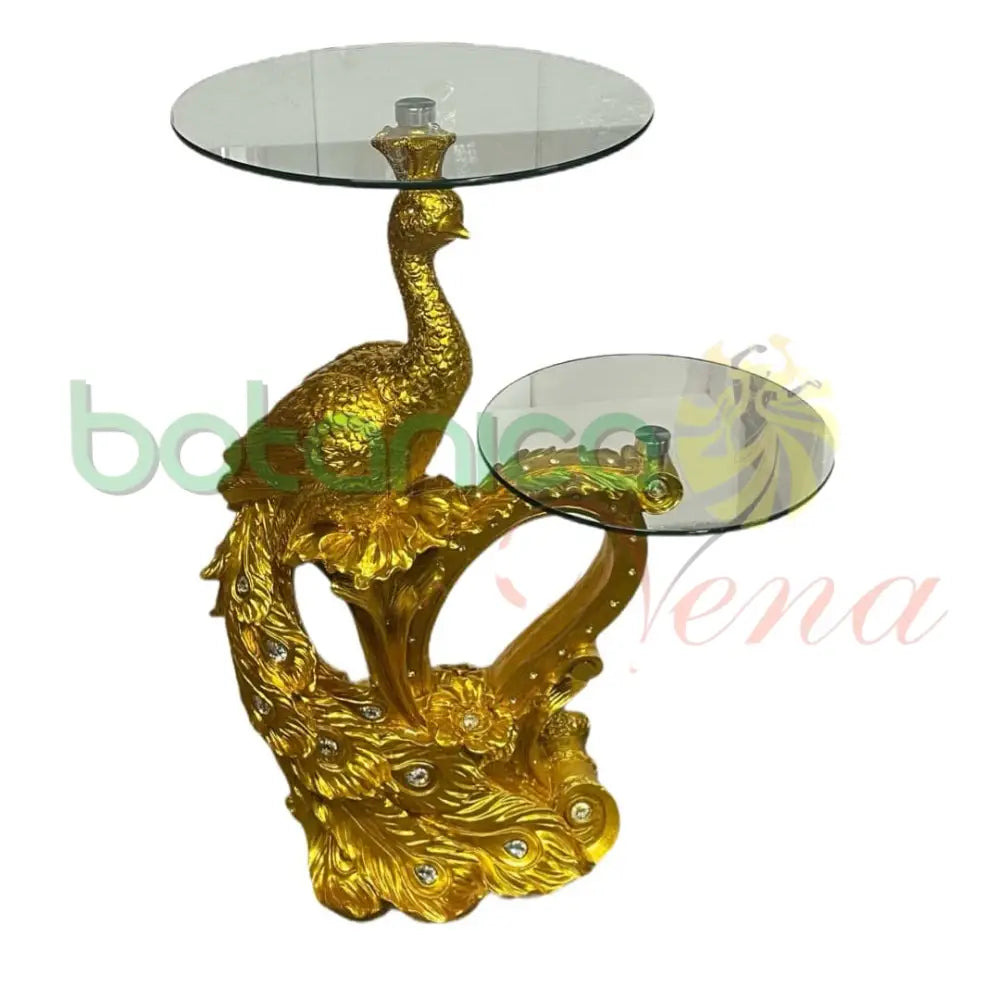 Base/Pedestal Doble De Pavo Real Dorado 39"X19" - Botanica Nena