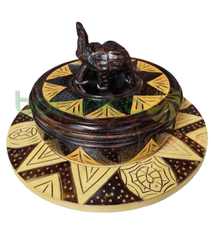 tallado a mano Orula ritual batea with base and lid – spiritual altar bowl