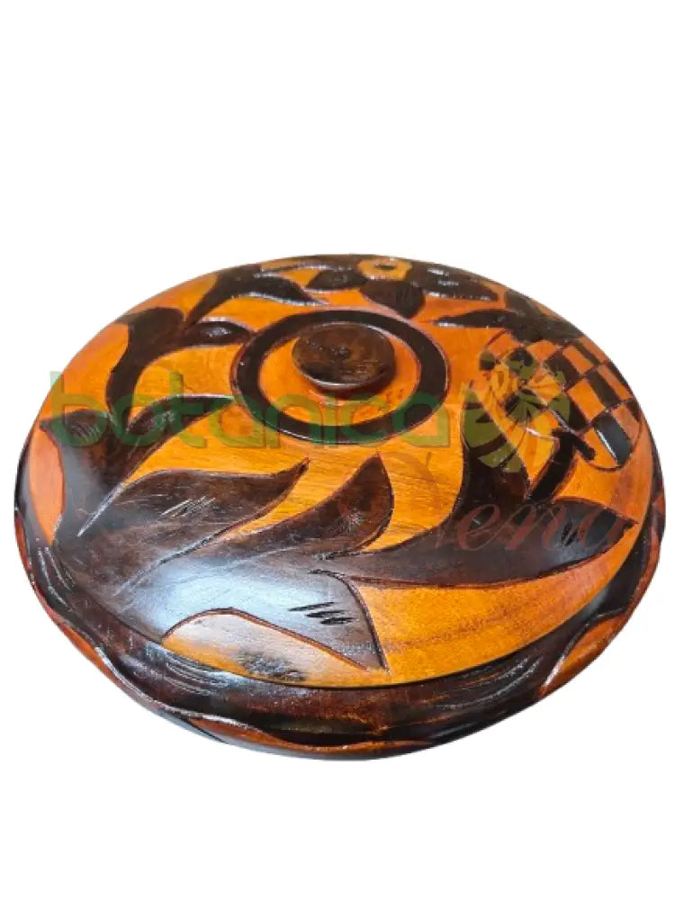 tallado a mano de madera batea featuring Shango and Orula symbols – top view