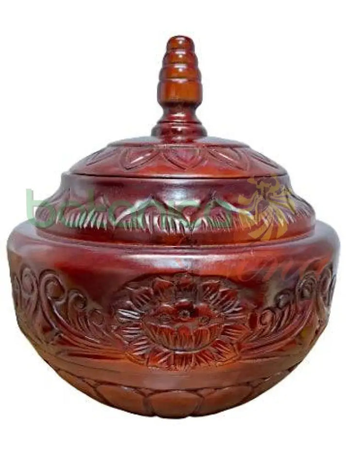 Cherry wood carved batea for Orula and Shango – grande altar vessel with lid