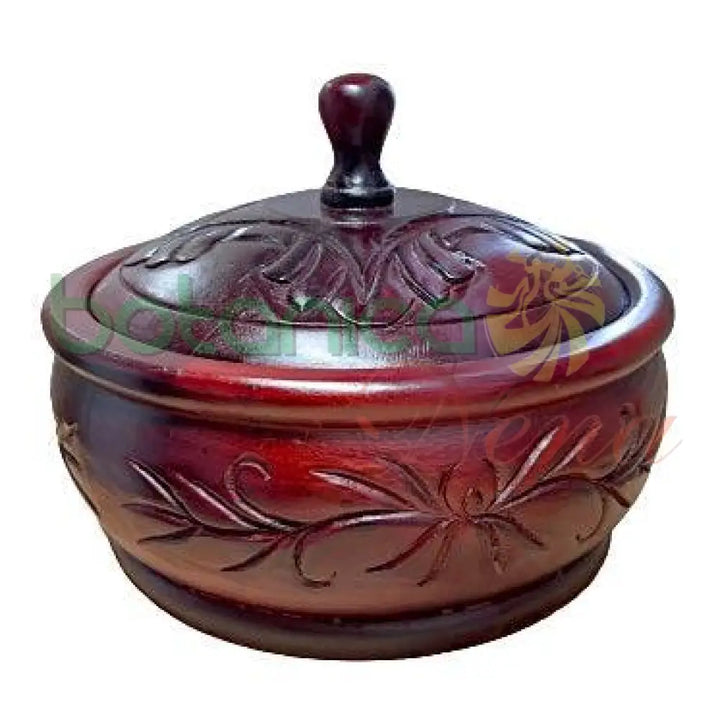 tallado a mano de madera batea with lid for Orisha rituals – cherry wood finish