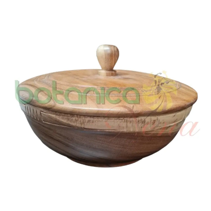 Side view showing carved midline design – natural finish