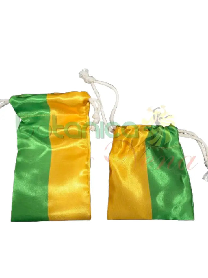 Bolsa de Diloggun Satin verde y amarillo for Orula.