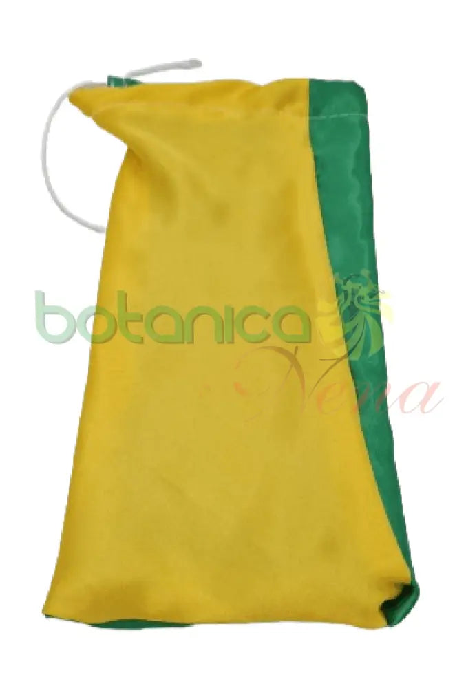 Bolsa de Diloggun Satin verde y amarillo for Orula. Grande 9’’ x 4’’