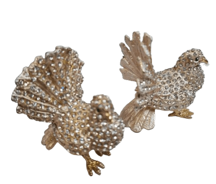 Joyero Pavo Real Blanco pequeño con brillantes - Botanica Nena