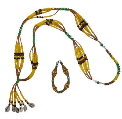 Juego de Ilde y Collar de Cabecera de Oshun Ibu Kole - Botanica Nena