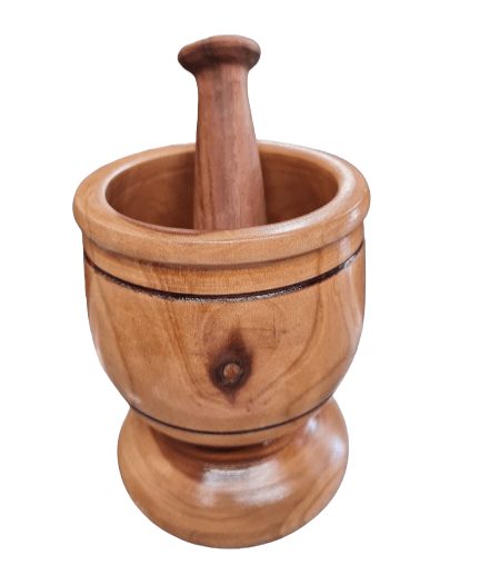 Mortero de Madera Grande 5.5"H X 5"W - Botanica Nena