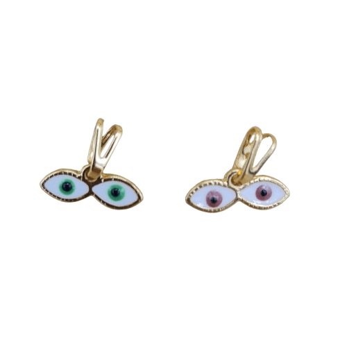 Ojos de Santa Lucia Esmaltados Baño en Plata y Oro 0.8" - Botanica Nena