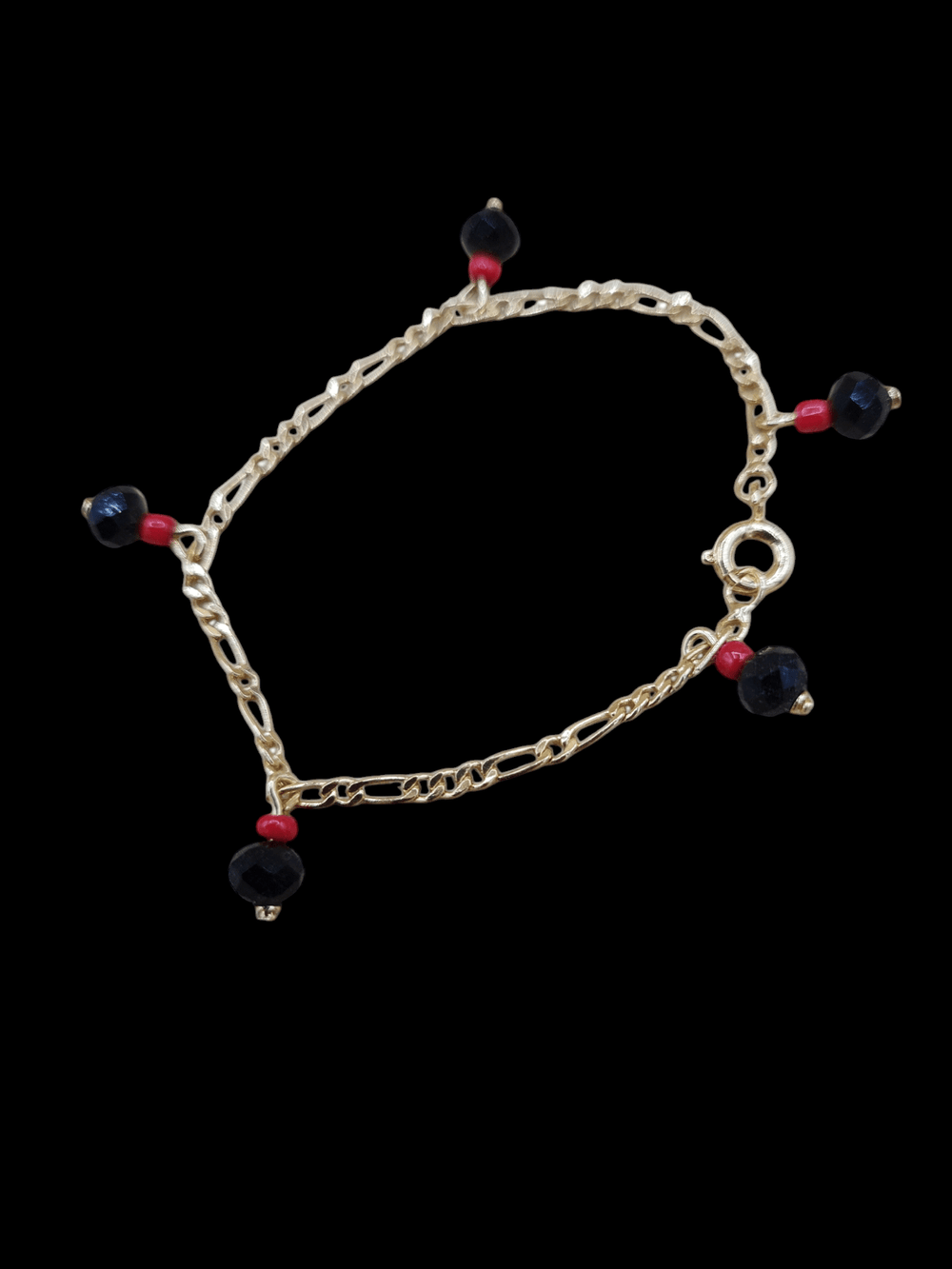 Pulsera azabache y coral para niños en dorador - Botanica Nena