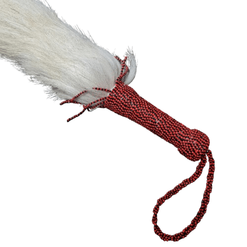Eruke IFA - Cola Blanca con mango forrado en cuentas para Elegua 26" a 29" H Aproximado - Botanica Nena