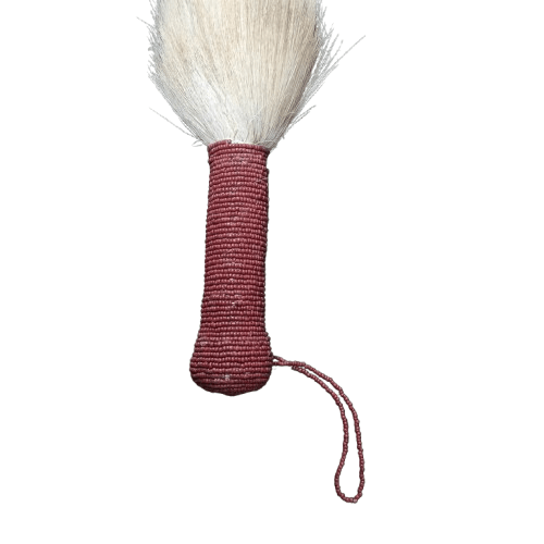 Eruke IFA - Cola Blanca con mango forrado en cuentas para Oya 26" a 29" H Aproximado - Botanica Nena